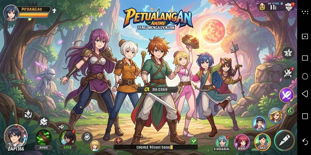 Tampilan gameplay menarik dari API36 dengan karakter Anime yang dinamis.