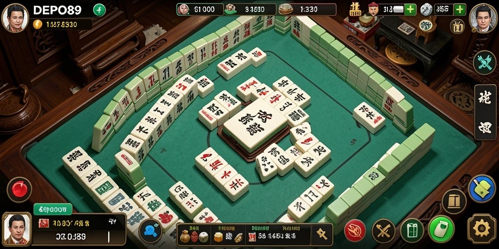 Screenshot gameplay DEPO89 yang menampilkan papan Mahjong yang menarik.