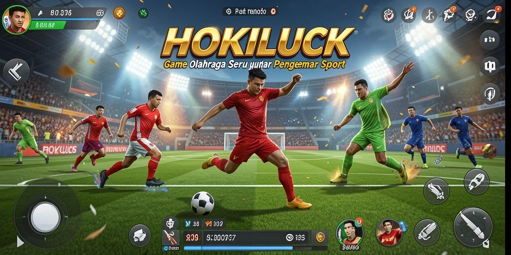 Tampilan gameplay seru dari HOKILUCK yang menampilkan aksi olahraga mendebarkan.