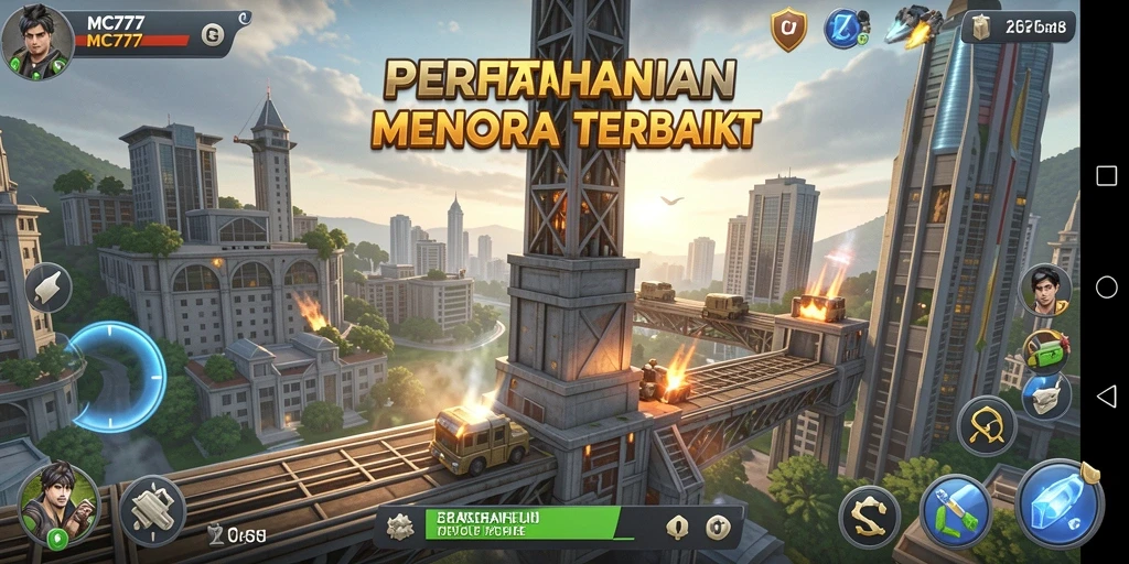 Tampilan gameplay MC777 yang seru dalam genre Tower Defense.