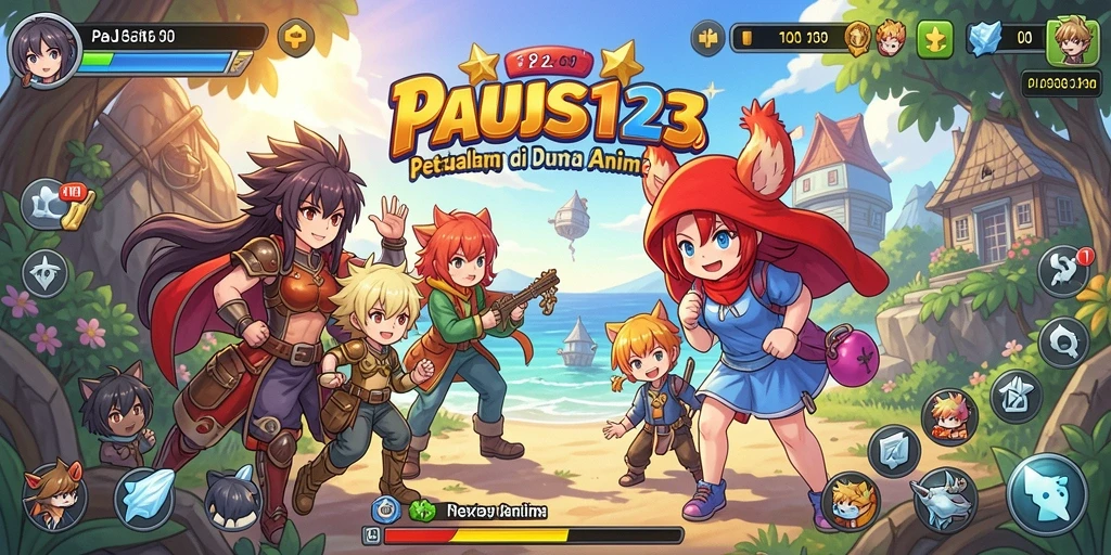 Screenshot utama PAUS123 menampilkan aksi seru dalam dunia anime.