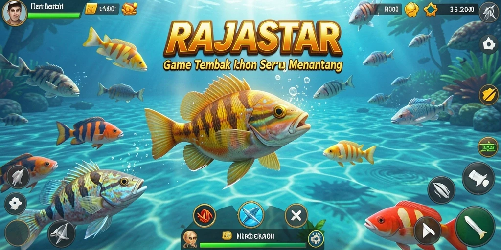 Tampilan gameplay seru di RAJASTAR saat menembak ikan.