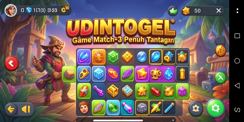 Tampilan gameplay menarik dari game Match-3 UDINTOGEL.